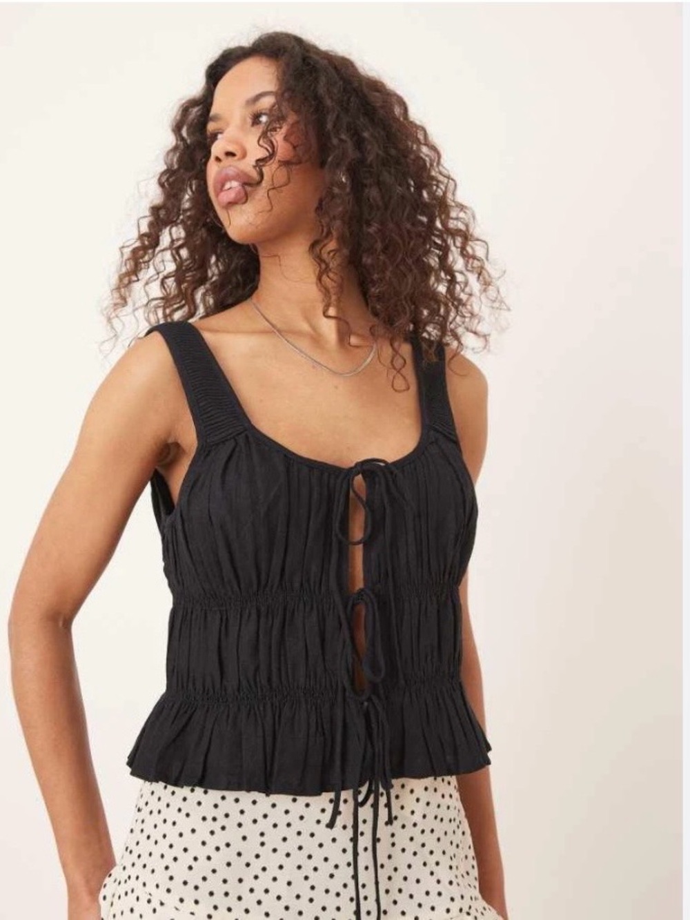 Abercrombie & Fitch Black Ruched Tie-Front Camisole